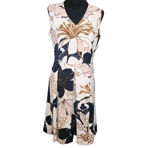Ann Taylor Women's 10T Sleeveless V-Neck A Line Dress Floral Spring Summer